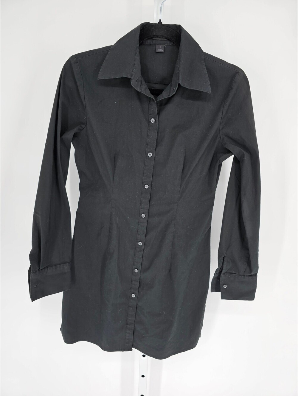 Vintage Y2K Express Womens Sz S Long Sleeve Button Up Shirt Dress Black